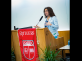 Professor and Chancellor’s Social Justice Scholar Sahar Aziz speaking at the podium